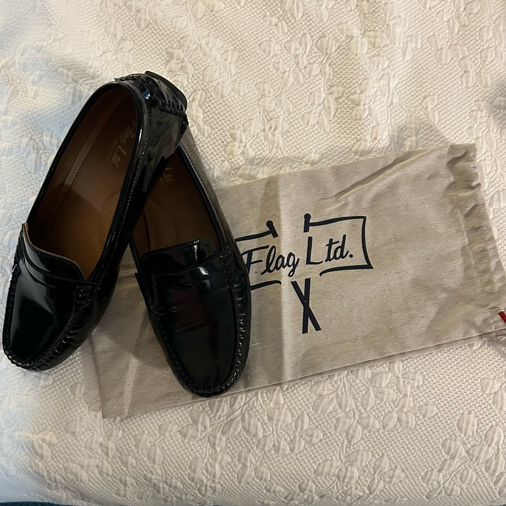 FLAG LTD PATENT BLACK DRIVING SHOE SIZE 9 1/2